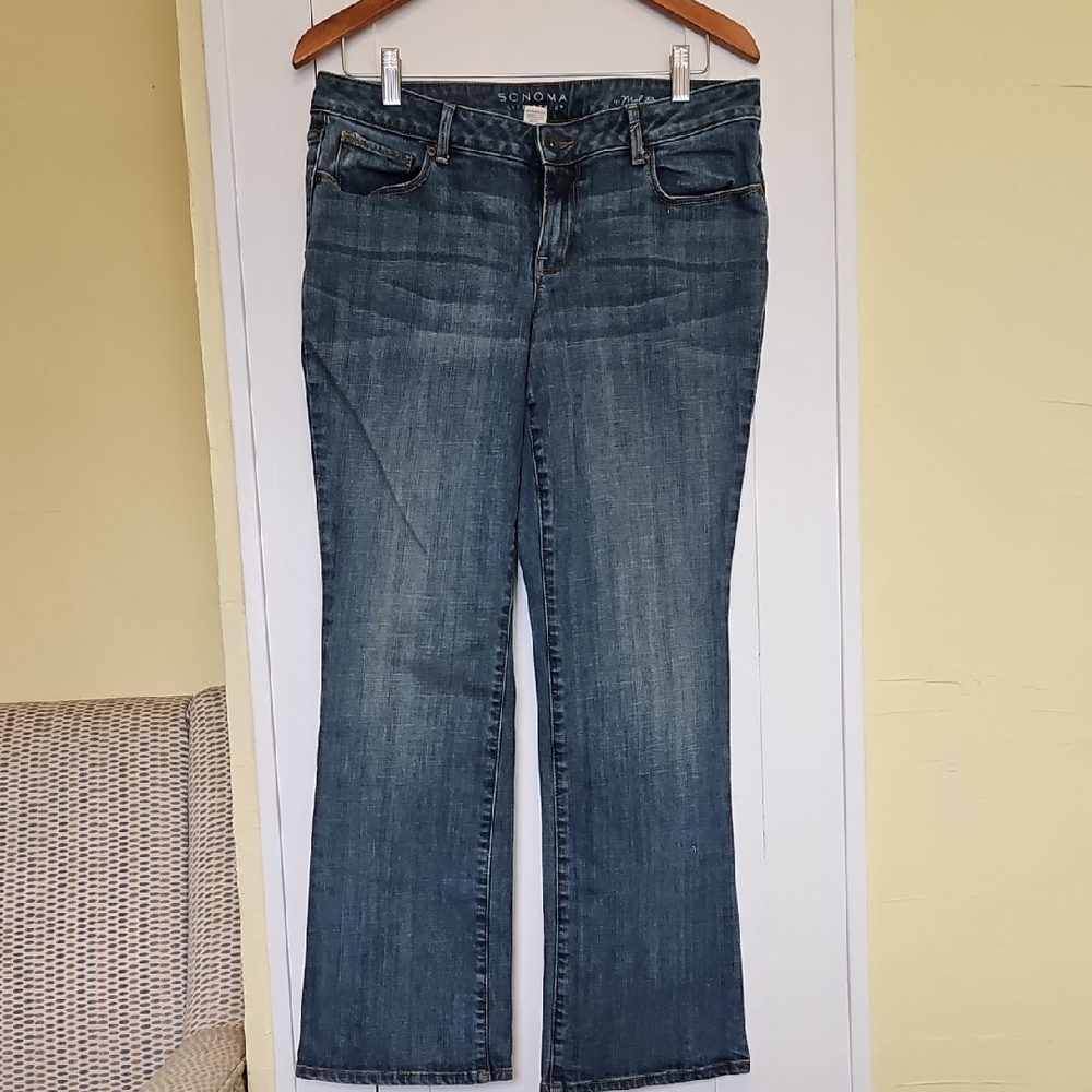 Sonoma Women's Classic Mid Rise Demi Bootcut Leg Blue Jeans